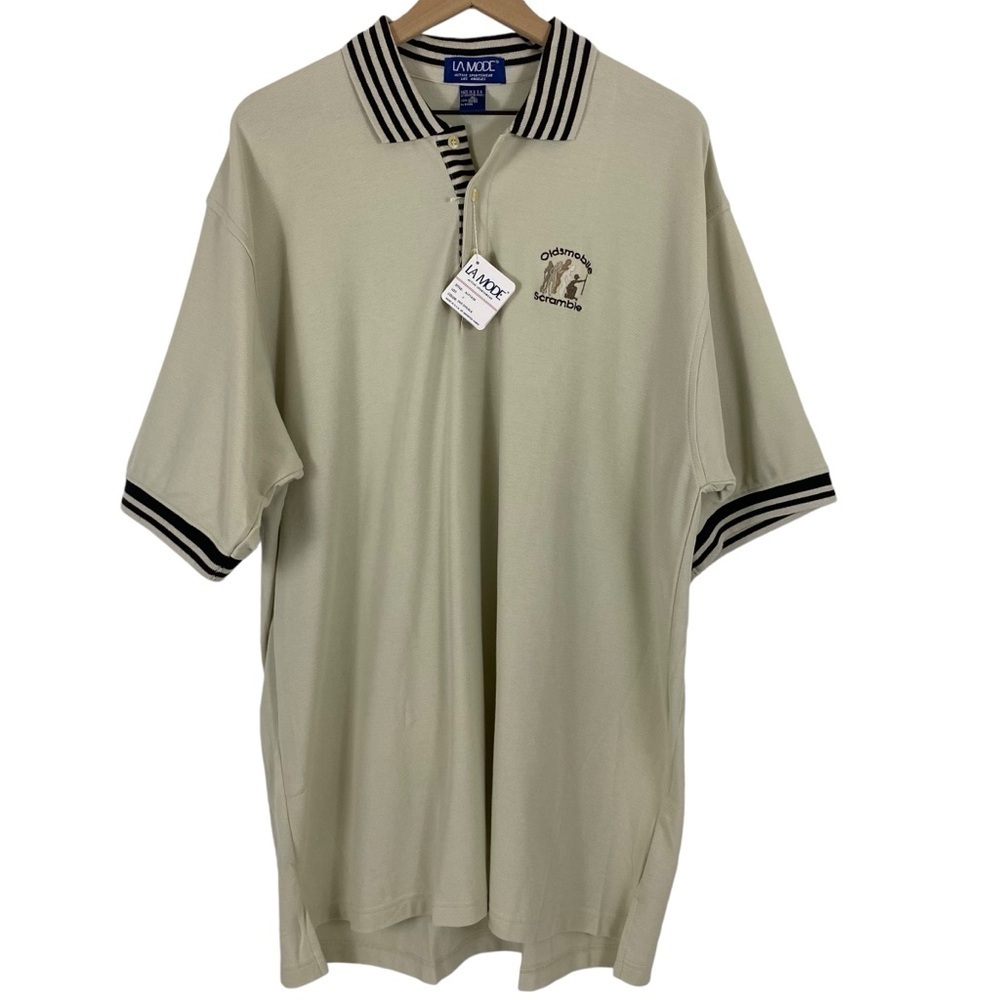 Vintage La Mode Golf Polo XL Deadstock Light Green/Black Oldsmobile Scramble